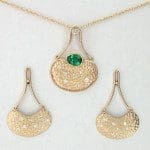 Green-Tourmaline-Diamond Galaxy-Pendant-Earrings One of a kind Galaxy pendant with Green Tourmaline and diamonds.